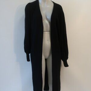 NWT Womens CRUSH 100% Cashmere Black Open Long Cardigan Sweater OS